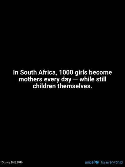 Adolescent motherhood tile for South Africa, Text only · English