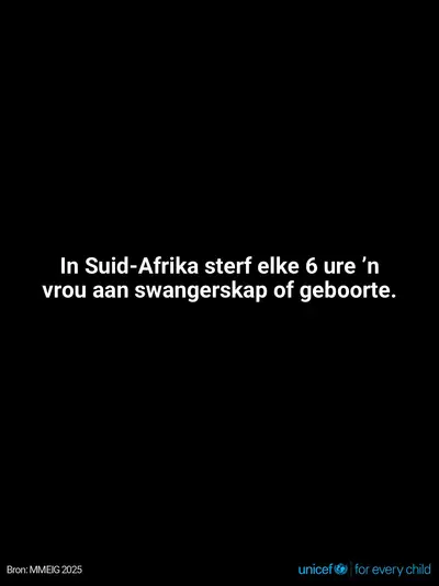 Maternal mortality tile for South Africa, Text only · Afrikaans