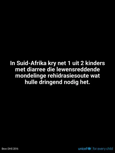 Oral rehydration salts tile for South Africa, Text only · Afrikaans