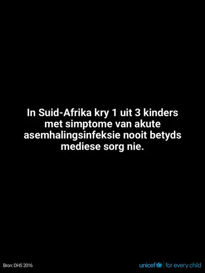 Childhood pneumonia tile for South Africa, Text only · Afrikaans