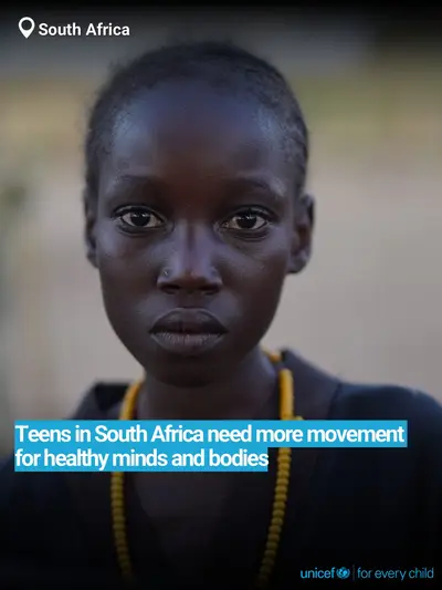 Adolescent physical activity tile for South Africa, Bold number · English