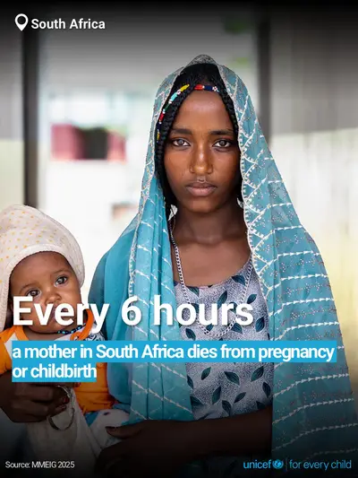 Maternal mortality tile for South Africa, Bold number · English