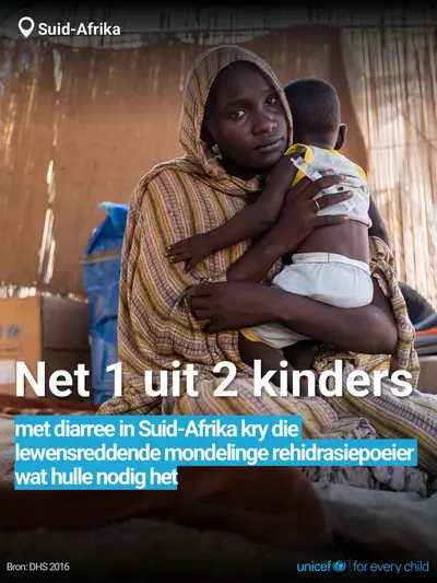 Oral rehydration salts tile for South Africa, Bold number · Afrikaans