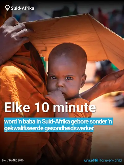 Skilled birth attendance tile for South Africa, Bold number · Afrikaans
