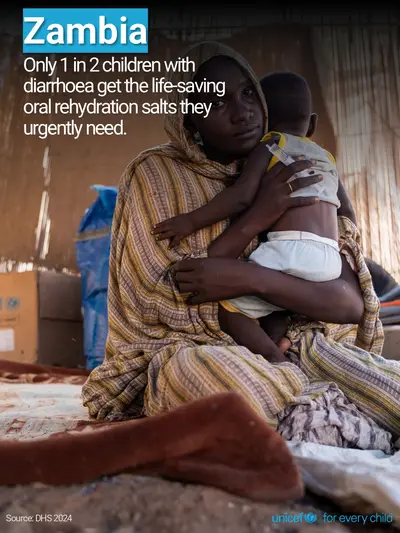 Oral rehydration salts tile for Zambia, Photo · English