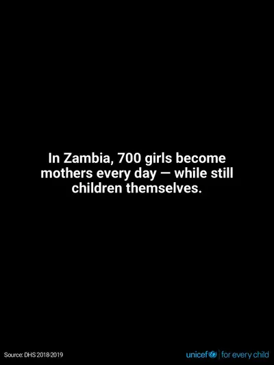 Adolescent motherhood tile for Zambia, Text only · English