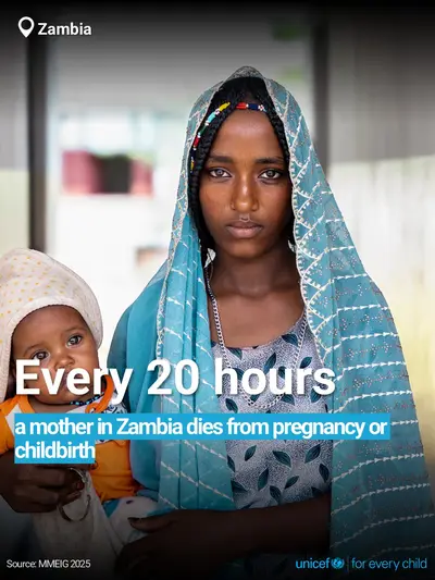 Maternal mortality tile for Zambia, Bold number · English