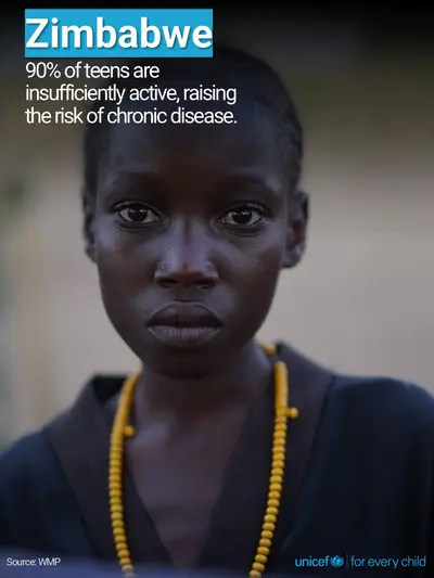 Adolescent physical activity tile for Zimbabwe, Photo · English